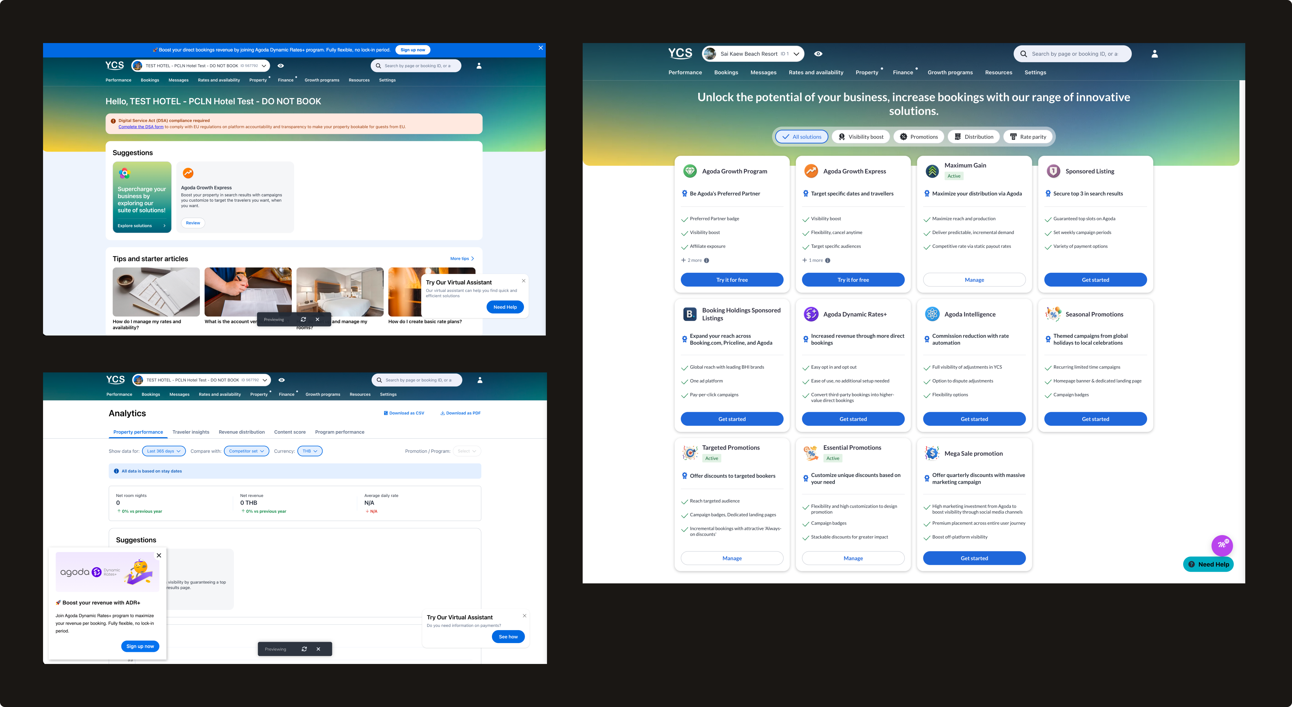 Discovery screens: banner, slideout modal, Growth Programs card